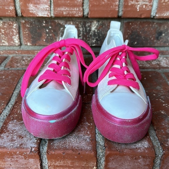 Olivia Miller Women's Gazelle Sneakers Shoes Lace-Up White Canvas Size 8 - Picture 2 of 8